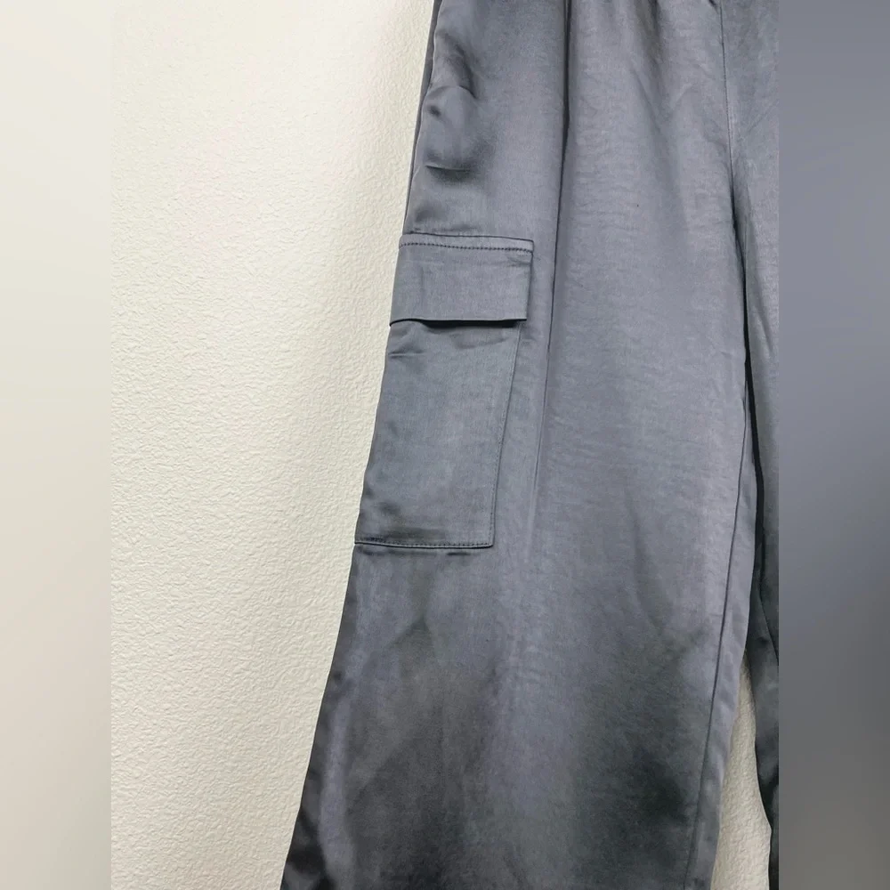 REVOLVE Superdown Women's Large Black Rita Cargo Pant Satin Pockets Drawstring - Picture 7 of 16